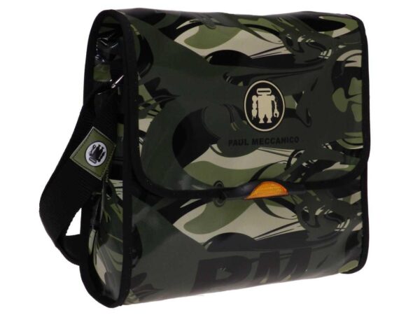 MAXI SHOULDER BAG GREEN BEIGE AND BLACK COLOURS CAMOUFLAGE FANTASY MADE OF LORRY TARPAULIN - Paul Meccanico