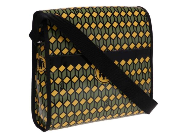 MAXI SHOULDER BAG GREEN YELLOW AND BLACK COLOURS GEOMETRIC FANTASY BREAK MODEL MADE OF LORRY TARPAULIN - Unique Pieces Paul Meccanico