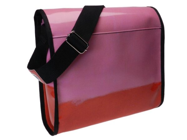 CROSSBODY BAG PINK AND RED PAINTED EFFECT. MODEL BREAK MADE OF LORRY TARPAULIN. - Unique Pieces Paul Meccanico