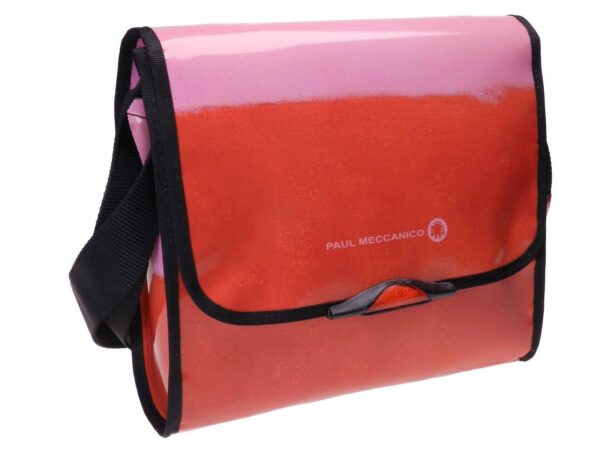 CROSSBODY BAG PINK AND RED PAINTED EFFECT. MODEL BREAK MADE OF LORRY TARPAULIN. - Unique Pieces Paul Meccanico