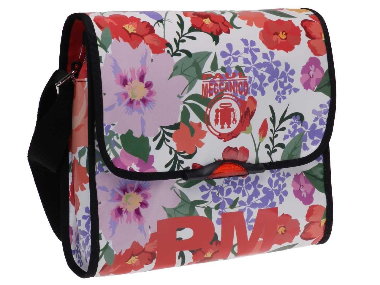 MAXI SHOULDER BAG WHITE PINK AND RED COLOURS BREAK MODEL MADE OF LORRY TARPAULIN - Unique Pieces Paul Meccanico