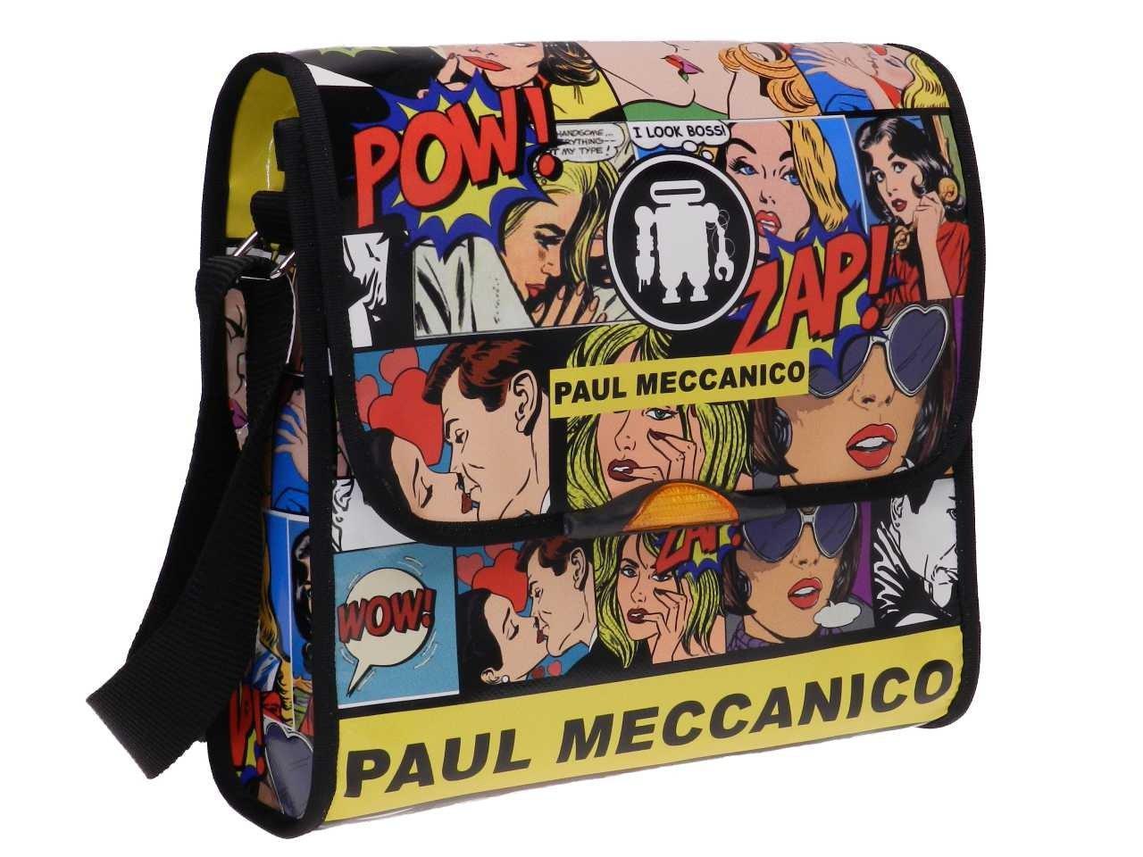 MAXI SHOULDER BAG YELLOW RED BLUE AND BLACK COLOURS CARTOON FANTASY MADE OF LORRY TARPAULIN - Paul Meccanico