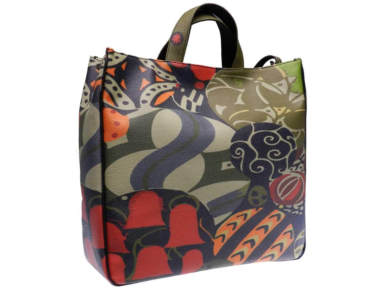 MAXI TOTE BAG ABSTRACT MULTICOLOR FANTASY. AIRSTONE MODEL MADE OF HAMMERED FAUX LEATHER. - Unique Pieces Paul Meccanico