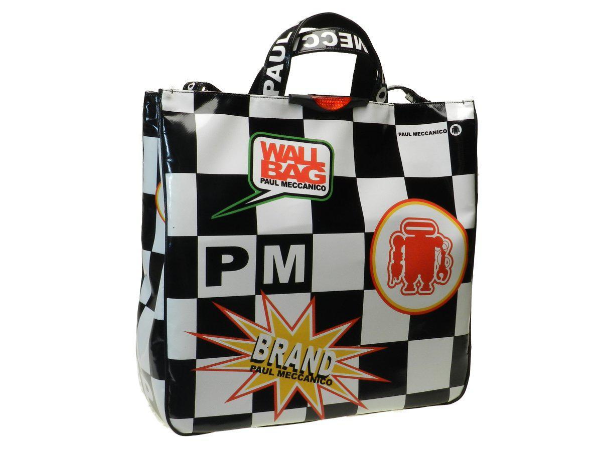 MAXI TOTE BAG, BLACK AND WHITE CHECK PATTERN - Paul Meccanico