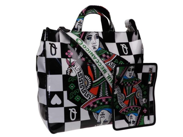 MAXI TOTE BAG BLACK AND WHITE POKER FANTASY. AIRSTONE MODEL MADE OF LORRY TARPAULIN. - Unique Pieces Paul Meccanico