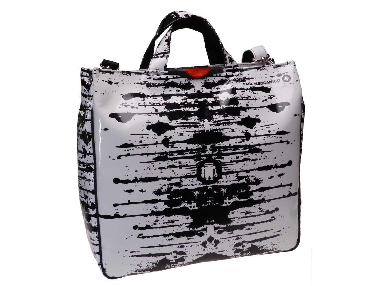 MAXI TOTE BAG BLACK AND WHITE SKETCH FANTASY MADE OF LORRY TARPAULIN. - Paul Meccanico