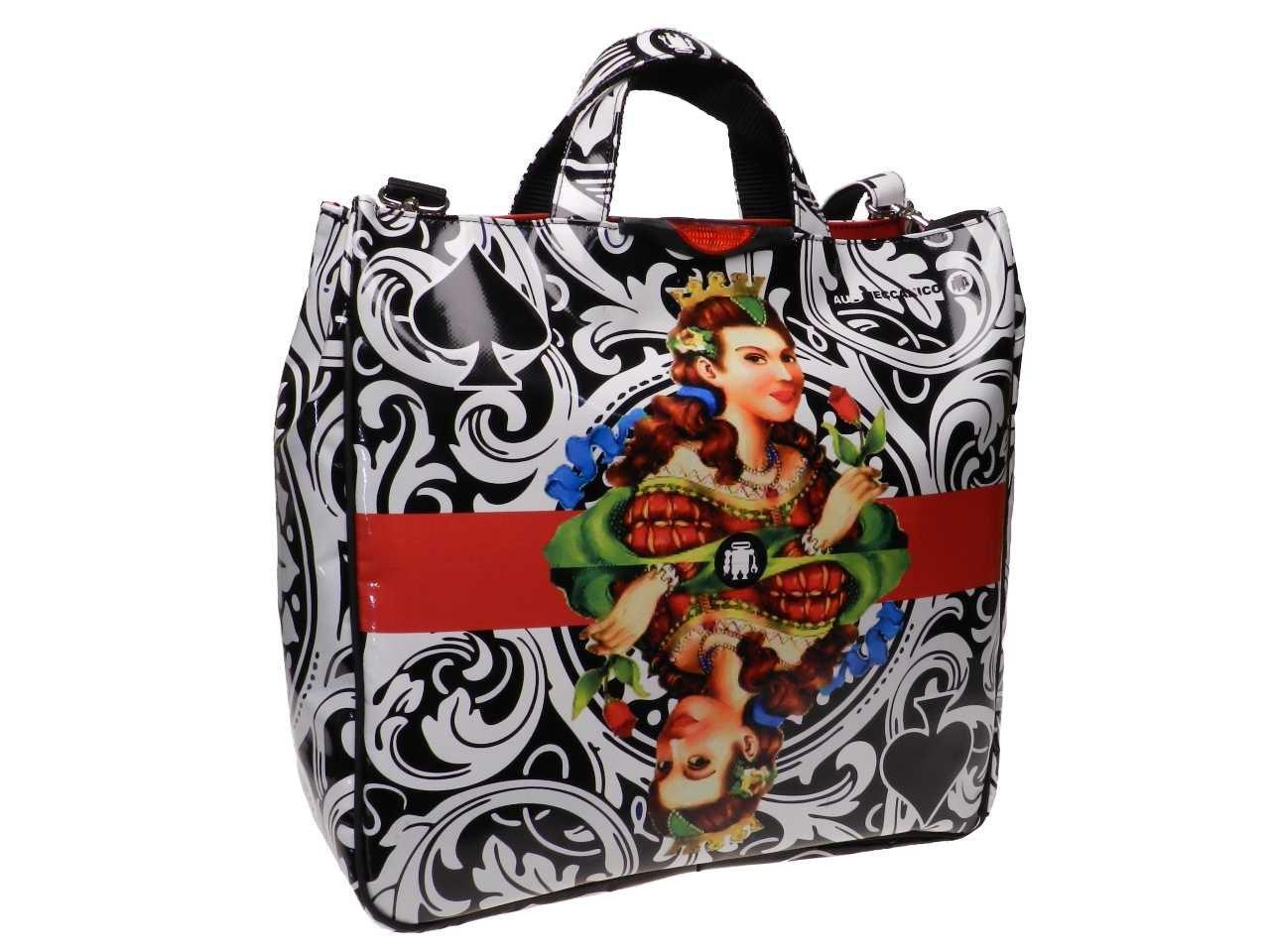 MAXI TOTE BAG BLACK & WHITE POKER FANTASY. AIRSTONE MODEL MADE OF LORRY TARPAULIN. - Unique Pieces Paul Meccanico