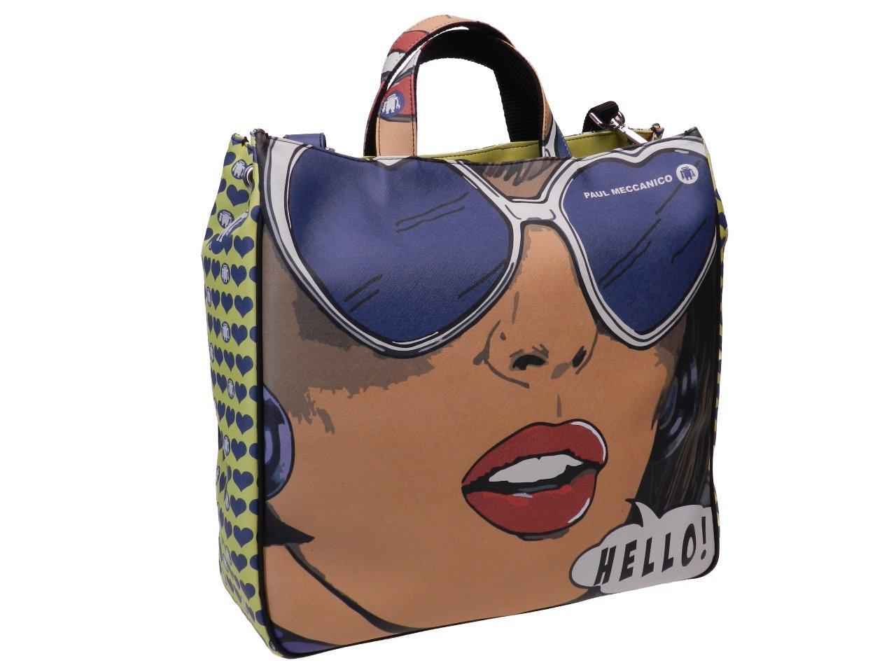 MAXI TOTE BAG CARTOON STYLE. AIRSTONE MODEL MADE OF CRUELTY FREE LEATHER. - Unique Pieces Paul Meccanico