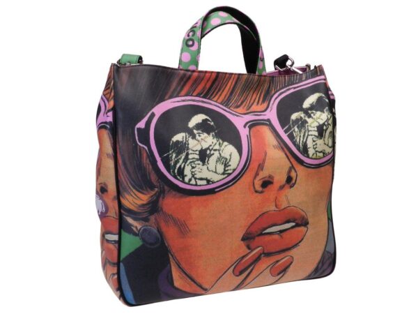 MAXI TOTE BAG CARTOON STYLE. AIRSTONE MODEL MADE OF CRUELTY FREE LEATHER. - Unique Pieces Paul Meccanico