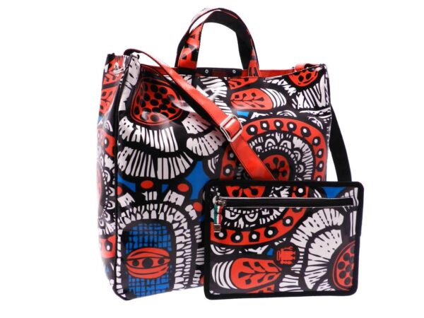 MAXI TOTE BAG ETHNIC FANTASY. AIRSTONE MODEL MADE OF LORRY TARPAULIN. - Unique Pieces Paul Meccanico