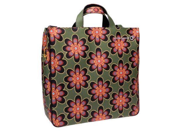MAXI TOTE BAG GREEN COLOUR FLORAL FANTASY. AIRSTONE MODEL MADE OF SOFT SYNTHETIC LEATHER. - Unique Pieces Paul Meccanico