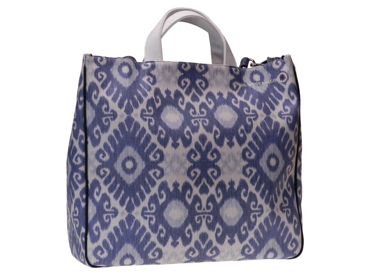 MAXI TOTE BAG LIGHT BLUE AND WHITE COLOURS CERAMIC FANTASY. AIRSTONE MODEL MADE OF CRUELTY FREE LEATHER. - Unique Pieces Paul Meccanico