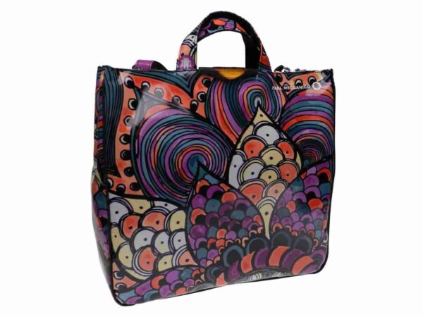 MAXI TOTE BAG MULTICOLOR ABSTRACT FANTASY. AIRSTONE MODEL MADE OF LORRY TARPAULIN. - Unique Pieces Paul Meccanico