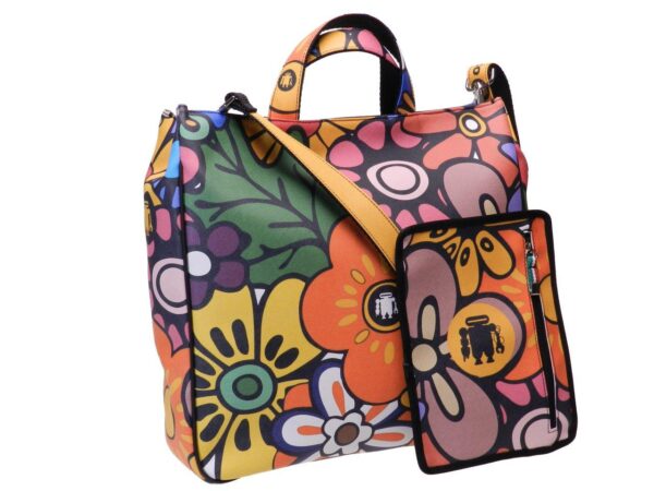 MAXI TOTE BAG MULTICOLOR FLORAL FANTASY. AIRSTONE MODEL MADE OF CRUELTY FREE LEATHER. - Unique Pieces Paul Meccanico