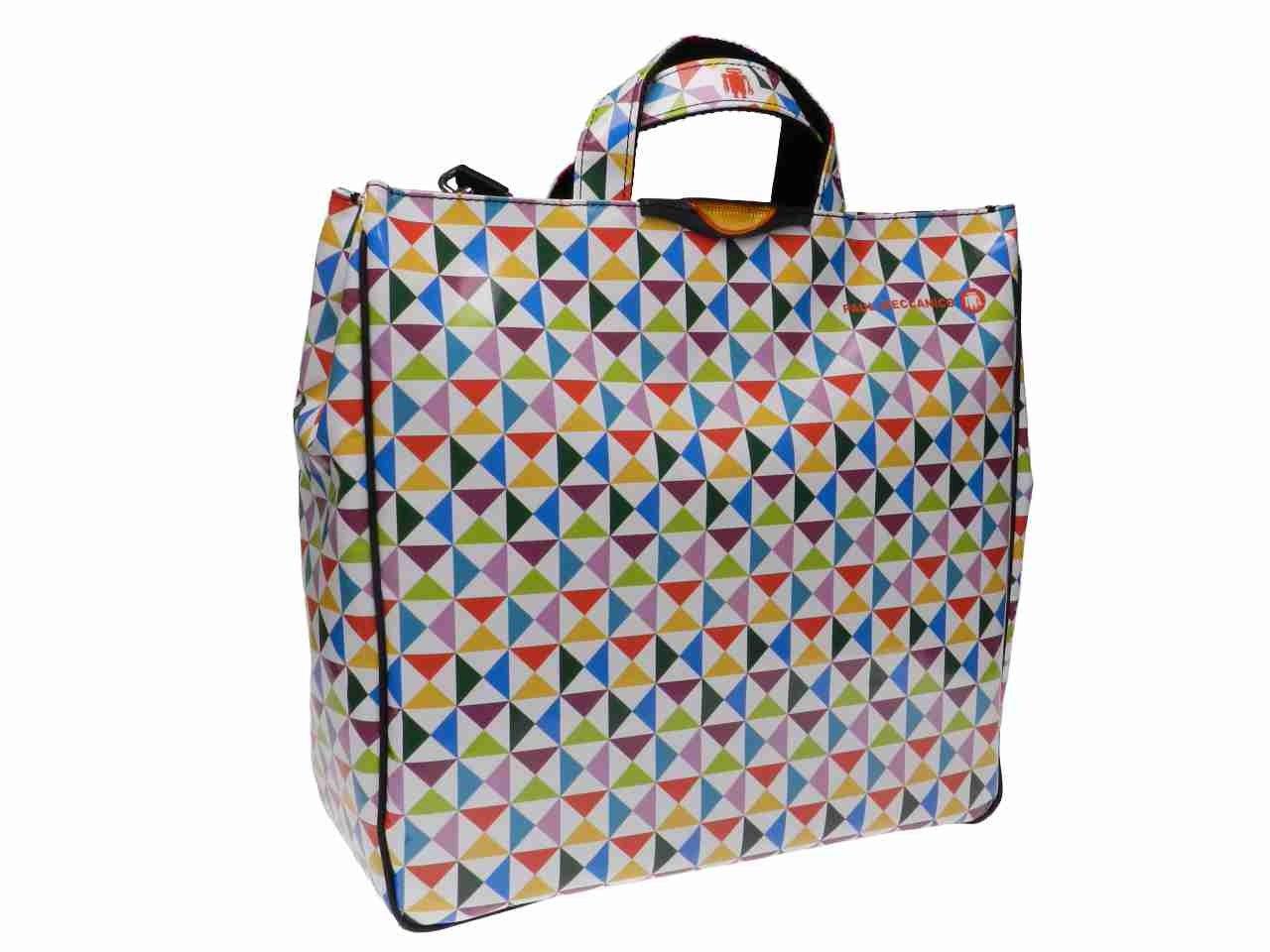 MAXI TOTE BAG MULTICOLOR GEOMETRIC FANTASY. AIRSTONE MODEL MADE OF LORRY TARPAULIN. - Unique Pieces Paul Meccanico