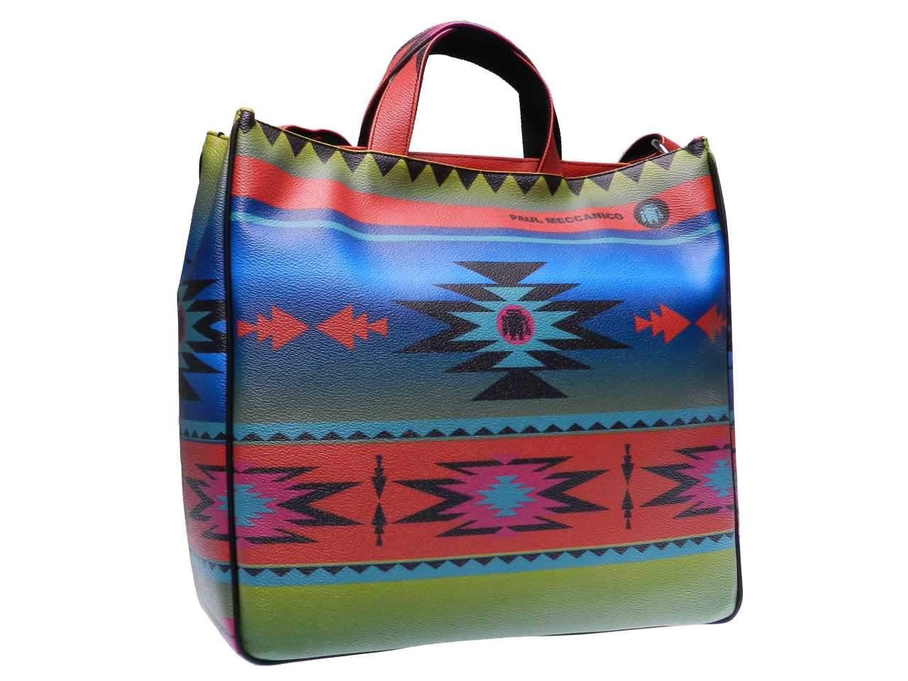 MAXI TOTE BAG MULTICOLOR MADE OF HAMMERED FAUX LEATHER. AIRSTONE MODEL ETHNIC FANTASY. - Unique Pieces Paul Meccanico