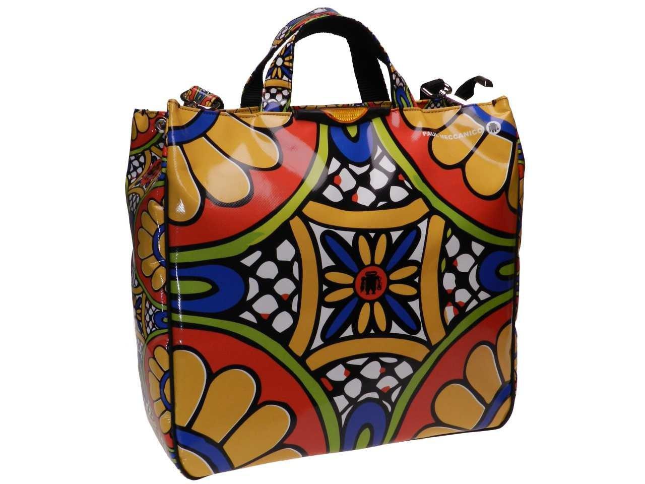 MAXI TOTE BAG MULTICOLOR MAJOLICA FANTASY. AIRSTONE MODEL MADE OF LORRY TARPAULIN. - Unique Pieces Paul Meccanico