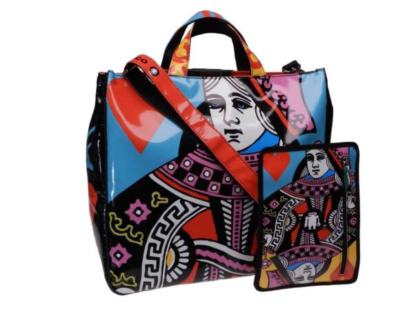 MAXI TOTE BAG MULTICOLOR POKER FANTASY. AIRSTONE MODEL MADE OF LORRY TARPAULIN. - Unique Pieces Paul Meccanico