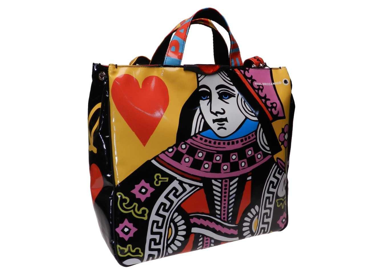 MAXI TOTE BAG MULTICOLOR POKER FANTASY. AIRSTONE MODEL MADE OF LORRY TARPAULIN. - Unique Pieces Paul Meccanico