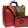 MAXI TOTE BAG RED AND DARK GREEN COLOURS. AIRSTONE MODEL MADE OF SYNTETHIC LEATHER. - Unique Pieces Paul Meccanico
