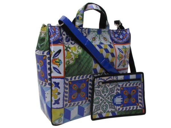 MAXI TOTE BAG STYLE "SICILIAN CARRI". AIRSTONE MODEL MADE OF LORRY TARPAULIN. - Unique Pieces Paul Meccanico