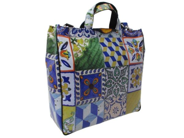 MAXI TOTE BAG STYLE "SICILIAN CARRI". AIRSTONE MODEL MADE OF LORRY TARPAULIN. - Unique Pieces Paul Meccanico