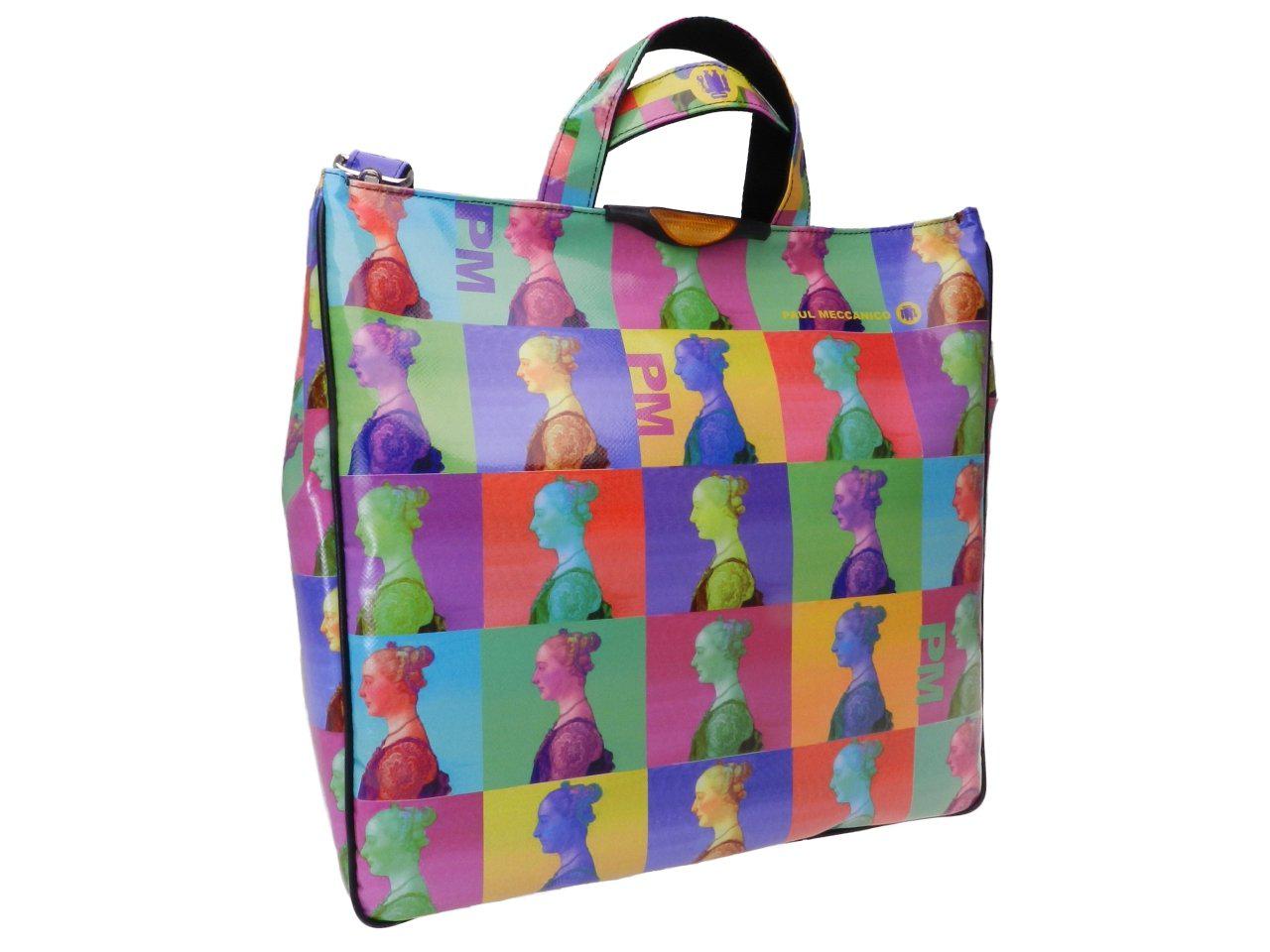 MAXI TOTE BAG WITH PAINTING OF THE ARTIST "PIERO DEL POLLAIOLO". MODEL AIRSTONE MADE OF LORRY TARPAULIN. - Unique Pieces Paul Meccanico