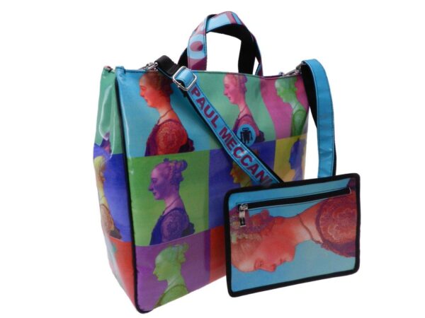 MAXI TOTE BAG WITH PAINTING "RITRATTO FEMMINILE" OF THE ARTIST "PIERO DEL POLLAIOLO". MODEL AIRSTONE MADE OF LORRY TARPAULIN. - Unique Pieces Paul Meccanico