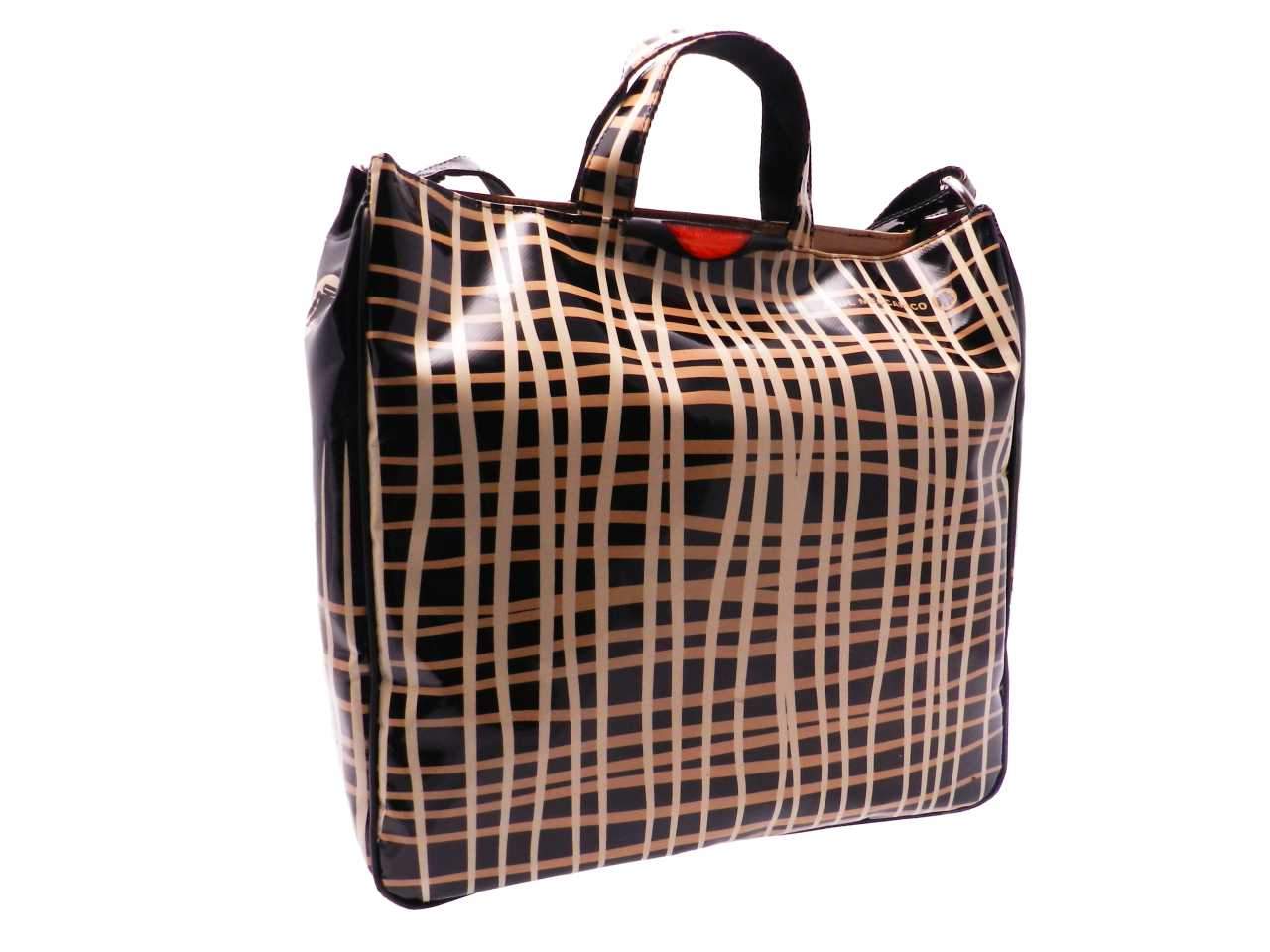 MAXI TOTE BAG WEAVING FANTASY. AIRSTONE MODEL MADE OF LORRY TARPAULIN BLACK AND BRONZE COLOURS. - Unique Pieces Paul Meccanico