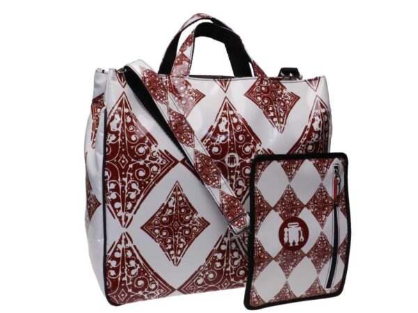 MAXI TOTE BAG WHITE COLOUR POKER FANTASY. AIRSTONE MODEL MADE OF LORRY TARPAULIN. - Unique Pieces Paul Meccanico