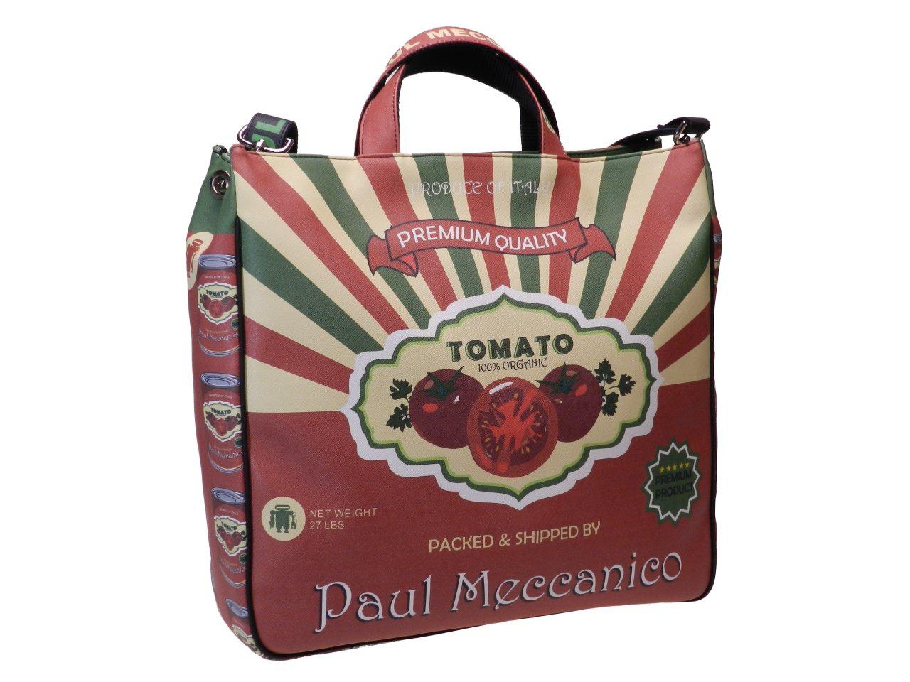 MAXI TOTE BAG WITH TOMATO FANTASY. AIRSTONE MODEL MADE OF CRUELTY FREE LEATHER. - Unique Pieces Paul Meccanico