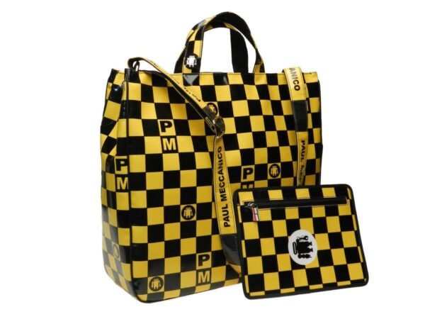 MAXI TOTE BAG, YELLOW AND BLACK GRAND PRIX PATTERN - Paul Meccanico
