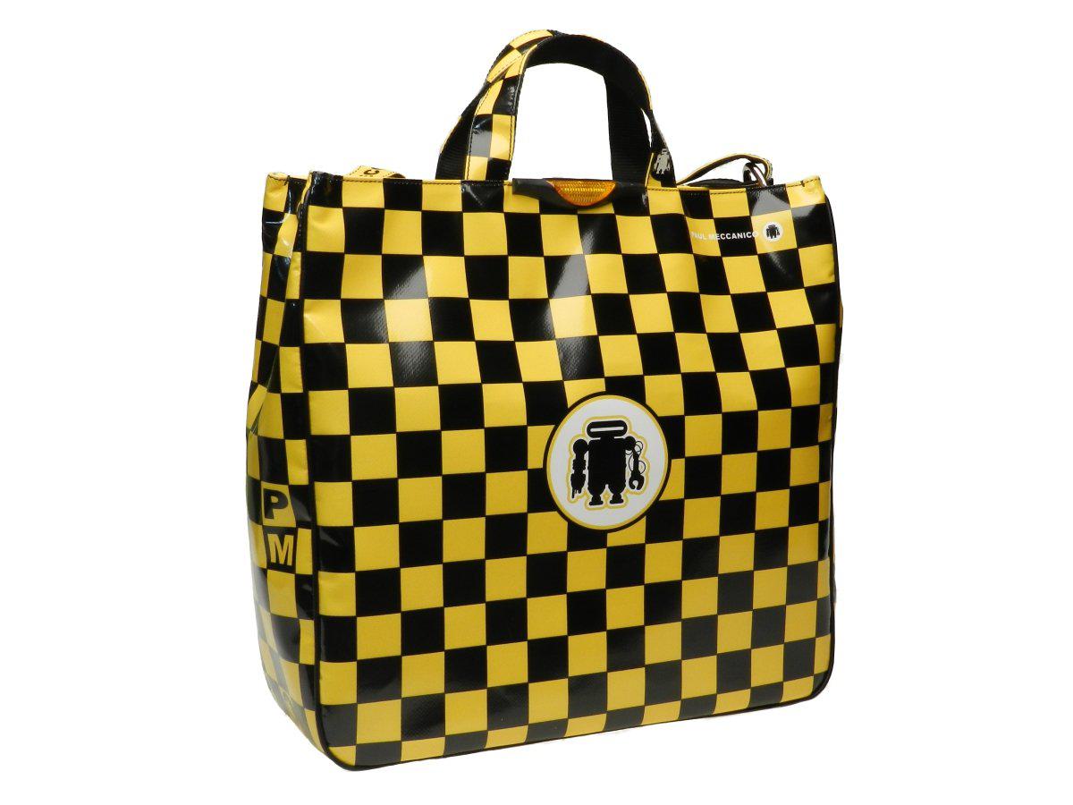 MAXI TOTE BAG, YELLOW AND BLACK GRAND PRIX PATTERN - Paul Meccanico
