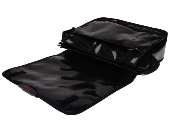 MESSENGER BAG BLACK COLOUR WITH METALLIC LOGO. SPOT MODEL XL (BROADNESS + 5 CM.) MADE OF LORRY TARPAULIN. - Limited Edition Paul Meccanico