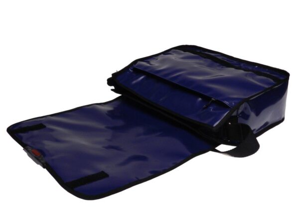 MESSENGER BAG BLUE COLOR WITH METALLIC LOGO. SPOT MODEL MADE OF LORRY TARPAULIN. - Limited Edition Paul Meccanico