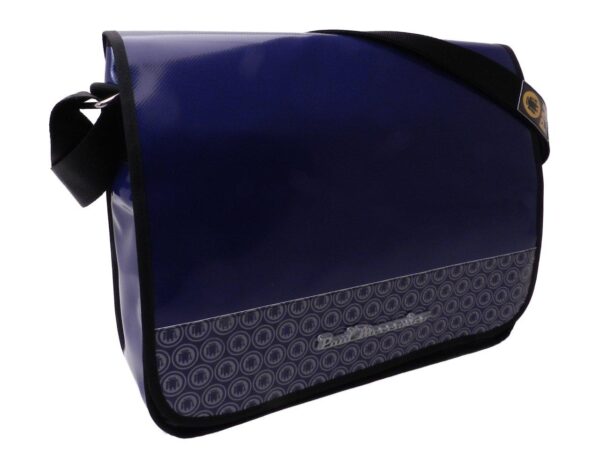 MESSENGER BAG BLUE COLOR WITH METALLIC LOGO. SPOT MODEL MADE OF LORRY TARPAULIN. - Limited Edition Paul Meccanico