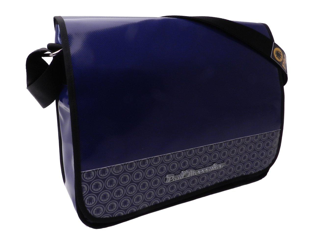 MESSENGER BAG BLUE COLOR WITH METALLIC LOGO. SPOT MODEL MADE OF LORRY TARPAULIN. - Limited Edition Paul Meccanico