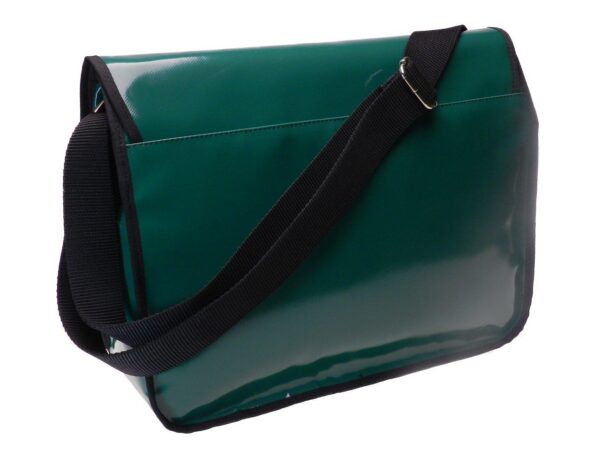 MESSENGER BAG DARK GREEN COLOUR WITH METALLIC LOGO. SPOT MODEL XL (BROADNESS + 5 CM.) MADE OF LORRY TARPAULIN. - Limited Edition Paul Meccanico