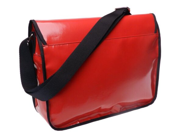 RED MESSENGER BAG RED WITH METAL LOGO. MODEL SPOT XL MADE OF LORRY TARPAULIN. - Limited Edition Paul Meccanico