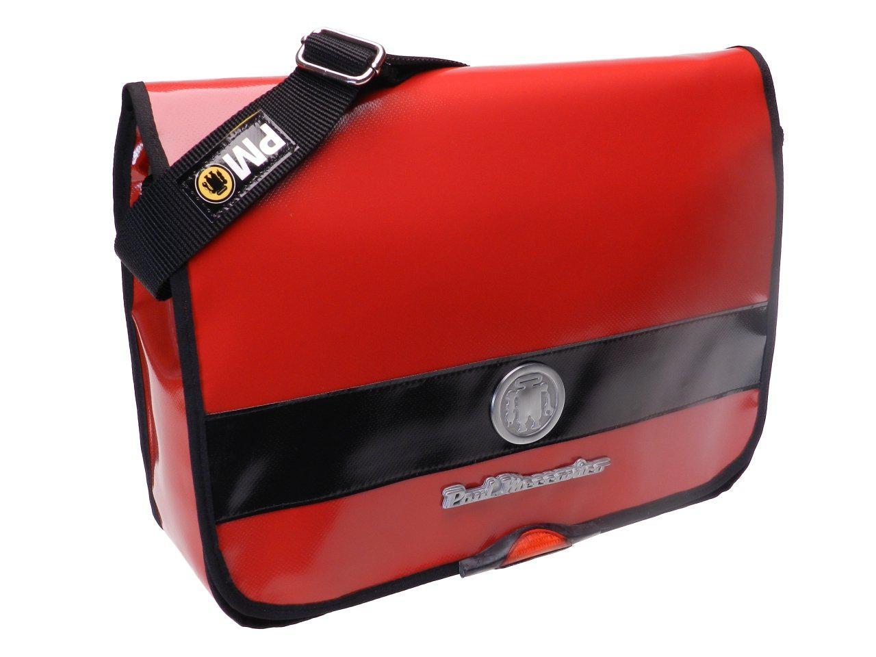 RED MESSENGER BAG RED WITH METAL LOGO. MODEL SPOT XL MADE OF LORRY TARPAULIN. - Limited Edition Paul Meccanico