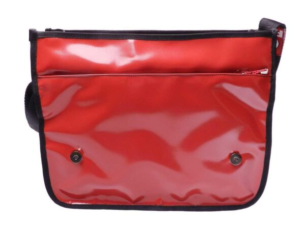 MESSENGER BAG RED, WHITE AND BLACK COLOURS. SPOT MODEL MADE OF LORRY TARPAULIN. - Limited Edition Paul Meccanico