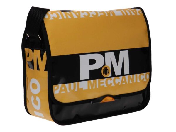 MESSENGER BAG YELLOW AND BLACK COLOURS. SPOT MODEL MADE OF LORRY TARPAULIN. - Limited Edition Paul Meccanico