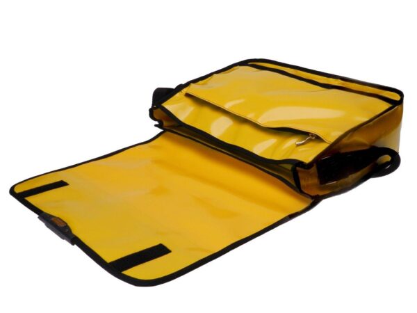 YELLOW MESSENGER BAG WITH METALLIC LOGO. MODEL SPOT XL MADE OF LORRY TARPAULIN. - Limited Edition Paul Meccanico