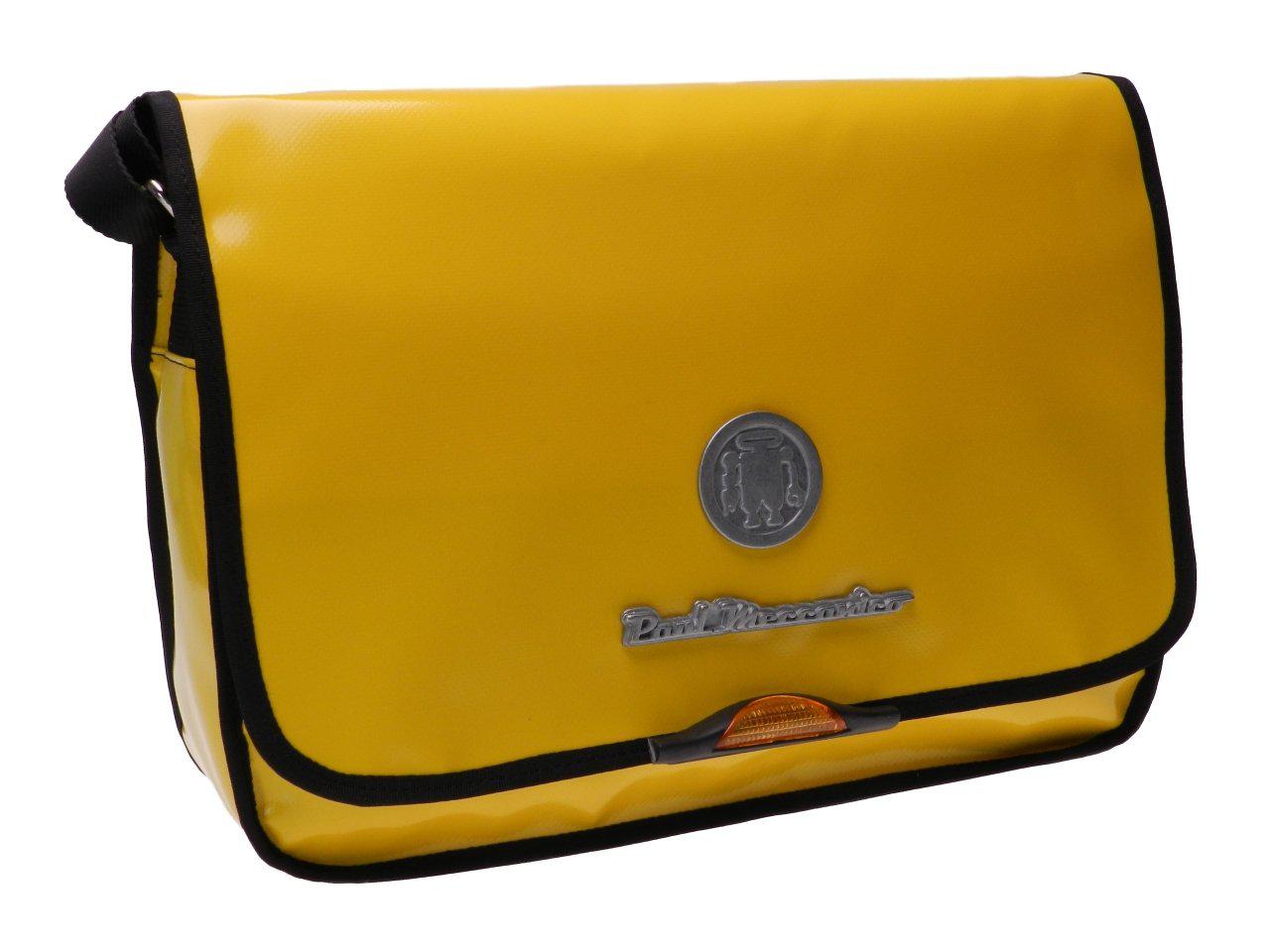 YELLOW MESSENGER BAG WITH METALLIC LOGO. MODEL SPOT XL MADE OF LORRY TARPAULIN. - Limited Edition Paul Meccanico