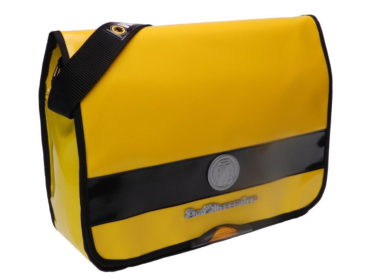 YELLOW MESSENGER BAG WITH METALLIC LOGO. MODEL SPOT XL MADE OF LORRY TARPAULIN. - Limited Edition Paul Meccanico