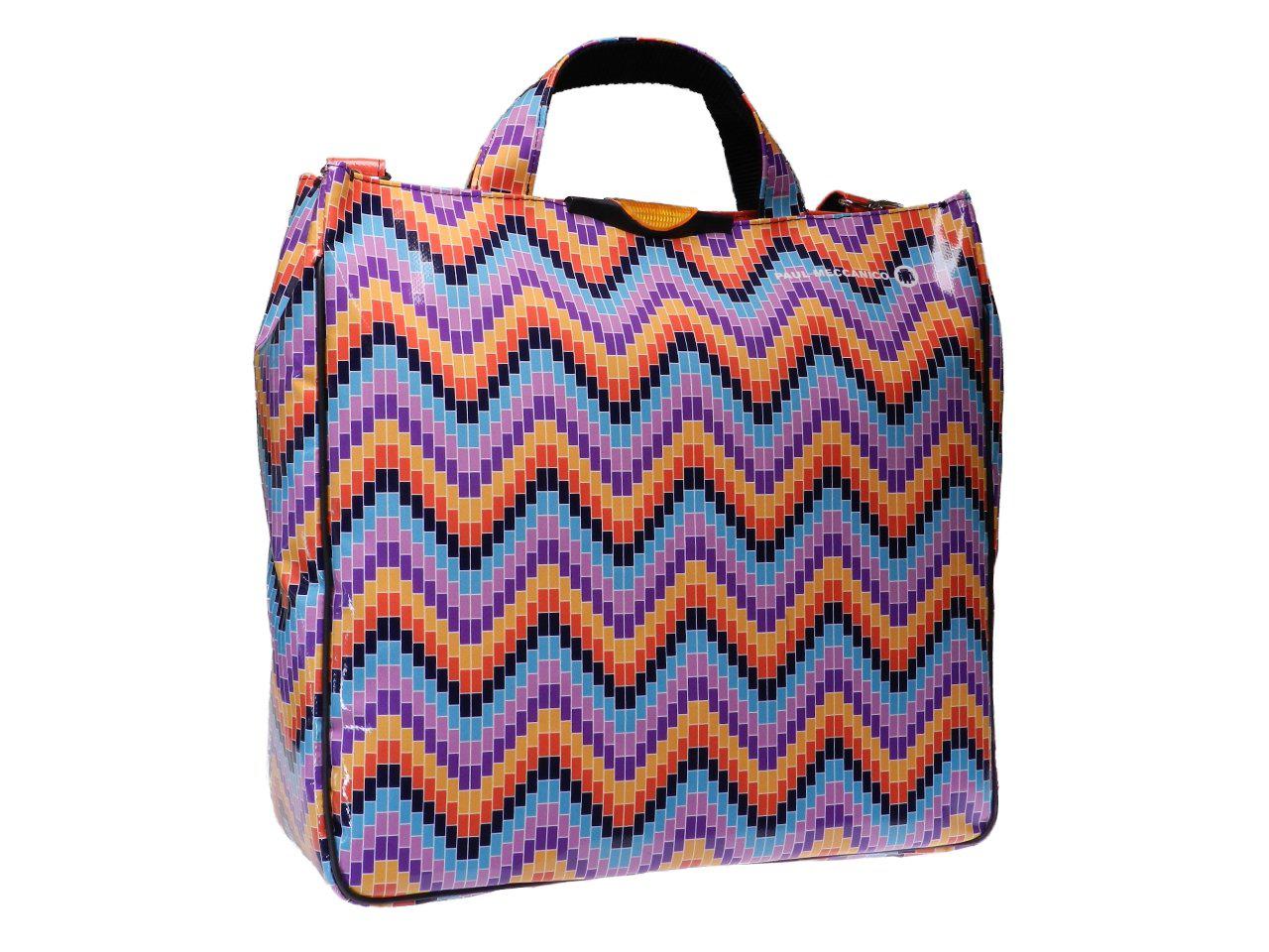 MULTICOLOR TOTE BAG WITH ZIG ZAG FANTASY. AIRSTONE MODEL MADE OF LORRY TARPAULIN. - Unique Pieces Paul Meccanico