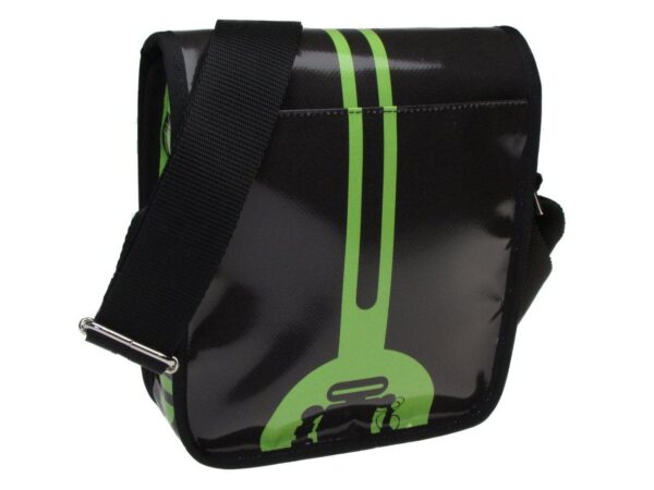 ORGANIZER SHOULDER BAG ANTHRACITE AND GREEN COLOURS. MODEL MIPOK MADE OF LORRY TARPAULIN. - Unique Pieces Paul Meccanico