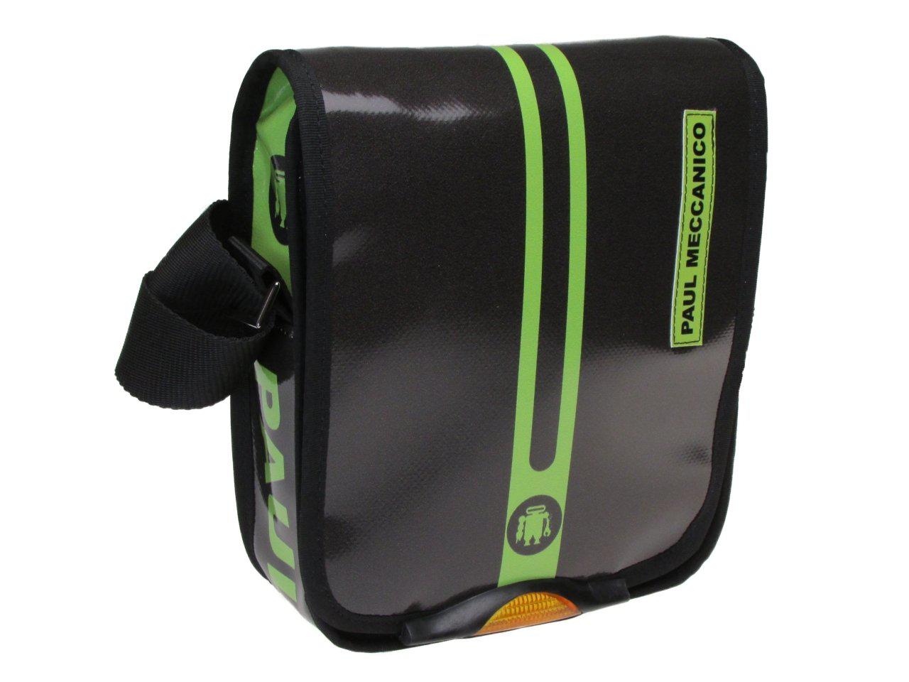 ORGANIZER SHOULDER BAG ANTHRACITE AND GREEN COLOURS. MODEL MIPOK MADE OF LORRY TARPAULIN. - Unique Pieces Paul Meccanico