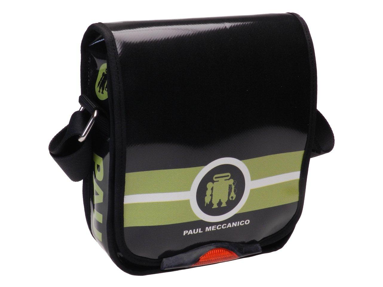 ORGANIZER SHOULDER BAG BLACK AND GREEN COLOURS. MODEL MIPOK MADE OF LORRY TARPAULIN. - Unique Pieces Paul Meccanico