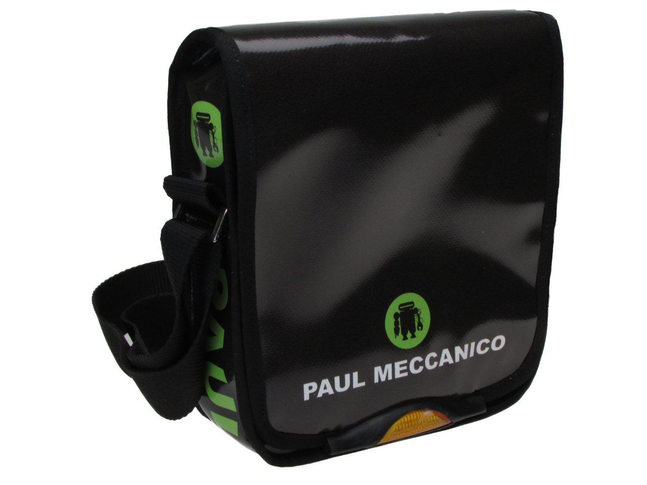 ORGANIZER SHOULDER BAG BLACK AND GREEN COLOURS. MODEL MIPOK MADE OF LORRY TARPAULIN. - Unique Pieces Paul Meccanico